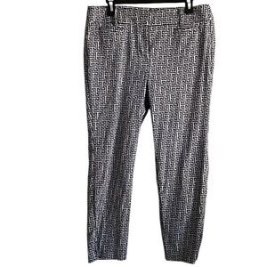 Loft Marisa Blue And White Greek Key Cotton Pants Fall Summer Modest Office